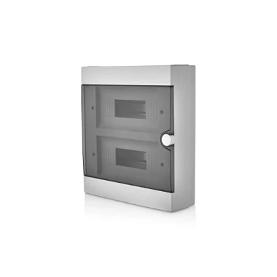 Immagine di Lion Electric scatola dei fusibili da parete, 24 moduli, armadio a 2 file, bianco con porta nera, IP40, di distribuzione per ambienti umidi, cantine, garage e tutti gli interni