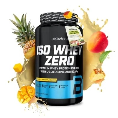 Immagine di BioTechUSA Iso Whey Zero Premium Protein Isolate Grass Fed Enzyme Free Sugar and Gluten free, 908 g, Ananas e Mango