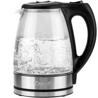 Immagine di Bollitore elettrico in vetro Bomann WKS 6032 G CB 1,7 Litri Cromo Base 360 2200 Watt