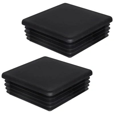 Immagine di SKIR&#039;CO tappi quadrati in plastica, 80 x mm, opachi, inserti per tubi quadrati, pali recinzioni, colore nero RAL 9005, 2 pezzi