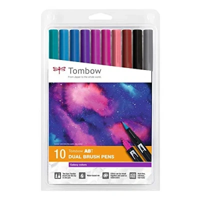 Immagine di Tombow ABT 10C 3 Dual Brush Pen a base d&#039;acqua, 10 colori Galaxy