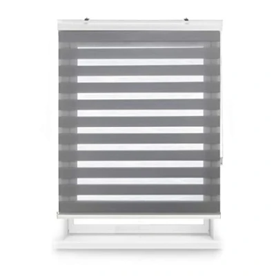 Immagine di Blindecor Vela tenda a rullo in doppio strato notte e giorno con cassonetto alluminio Argento grigio, per interne 180 x cm (Larghezza Altezza) Dimensioni del tessuto 177 175