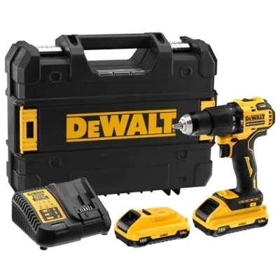 Immagine di DEWALT DCD709L2T QW Trapano Avvitatore Compatto 2 Velocità con percussione 18V motore BRUSHLESS. DOTAZIONE: batterie XR Litio da 3.0Ah, caricabatterie, gancio per cintura, valigetta TSTAK.