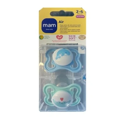Immagine di Ciuccio MAM con scudo ventilato, 2 6 mesi, piatta e flessibile, tettarella in morbido silicone per una facile accettazione, confezione da unità Colori/ Modelli assortiti