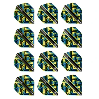Immagine di RED DRAGON Hardcore XT alette per freccette blu, verdi e gialle 4 set confezione (12 in totale)