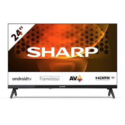 Immagine di SHARP 24FH6EA 24&quot; LED Smart TV, frameless, HD Ready Android 11, DVB T2/S2, Wi Fi, 3xHDMI 2.1, 2xUSB, Chromecast integrato, Dolby Digital Plus, DolbyAC 4, Nero