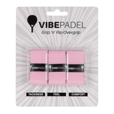 Immagine di VIBEPADEL Grip &#039;n&#039; Rip Padel Overgrip Antiscivolo per Racchette da Paddle, Pickleball, Squash, Badminton Confezione 3 Colori Multipli (Confezione Rosa) Accessorio Ideale
