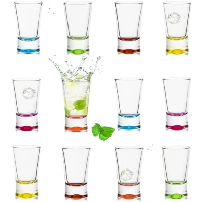 Immagine di PLATINUX Set di 12 bicchieri da liquore colorati 2,5 cl in vetro