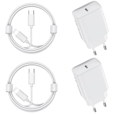 Immagine di 30W Caricatore for iPhone 14/14/Pro/14 Pro Max/14 Plus/13 12 11 SE XR X XS 8, 2 Pack Caricabatterie USB C Rapido Carica Batteria Spina Adattatore Alimentatore Presa with 2M Cavo
