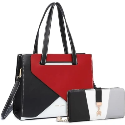 Immagine di Miss Lulu Borsa a Mano e portafogli, Tracolla Vintage, con Regolabile, Rosso