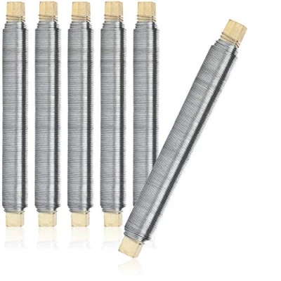 Immagine di com four® 6X Set di Fili per Avvolgere Fiori Filo Legare Zincato Avvolto su Un Bastoncino Legno Spessore Circa 0,65 mm, 600 g (Zincato 06 Pezzi)
