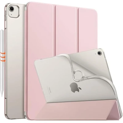 Immagine di MoKo per iPad Air 13 Pollici M2 2024, Shell con Guscio Posteriore TPU Morbido, Slim Smart Follio &quot;, di Protezione, Rosa Chiaro, Trasparente