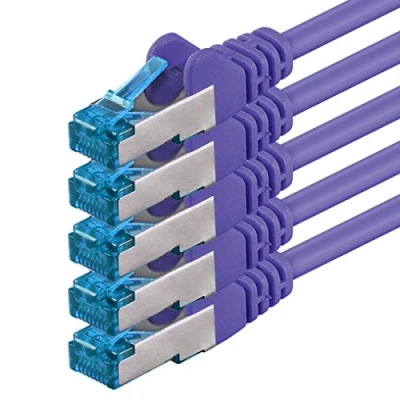 Immagine di 1aTTack.de 3 metri porpora 5 pezzi Rete Cavi Cat6a S FTP CAT 6a doppia schermatura certificato GHMT PIMF 500MHz 10000 Mbit/s
