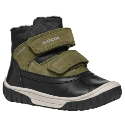 Immagine di Geox OMAR BOY WPF Stivali da neve per bambini, Taglia: 21, Black/dark green Pelle e tessuto
