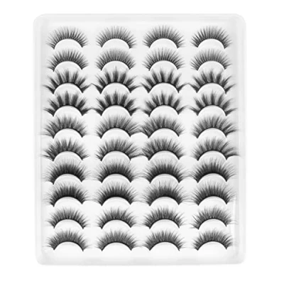 Immagine di Ciglia Finte Naturali 3D Naturale Ciglie Sottili 20 Paia Multipack 5 Stili lunghe volume e Corte Cat Eye False Lashes Fluffy Fatto a Mano per Trucco di Glowing Win