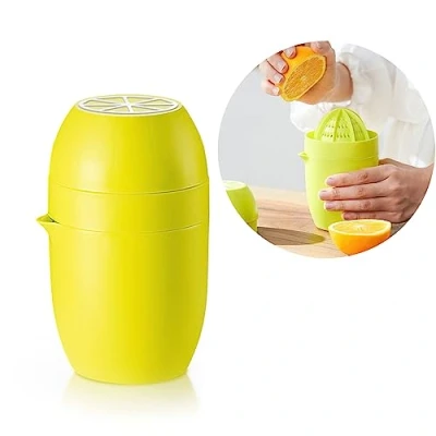 Immagine di Spremiagrumi Manuale, Manuale con Contenitore per Succo Spremiagrumi, Arance, Pompelmi, Fragole e Limoni (Giallo)