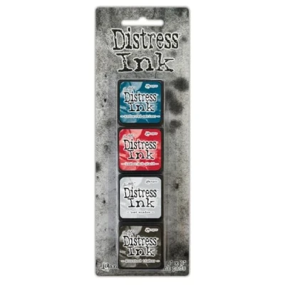 Immagine di Tim Holtz Ranger Distress Mini Ink Kit 18 (include Unchartered Mariner, Lumberjack Plaid, Lost Shadow e Scorched Timber), multicolore, 1 x cm