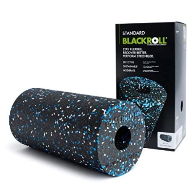 Immagine di BLACKROLL® STANDARD, Original foam roller per l&#039;automassaggio di schiena e collo, Rullo massaggio muscolare allenamento funzionale, 30 cm, nero/bianco/blu