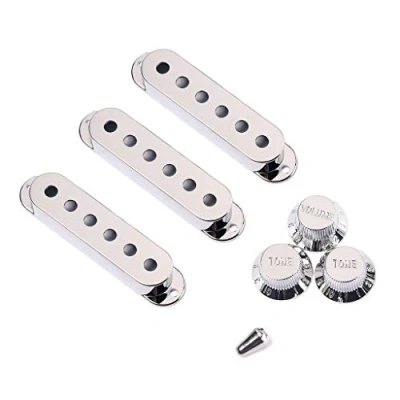 Immagine di Alnicov Coperture per pickup da 48/50/52 mm con cappuccio interruttore a 5 vie, sostituzione chitarra Stratocaster, cromate