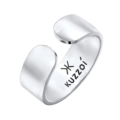 Immagine di Kuzzoi anello da uomo largo in argento sterling 925 massiccio, (8 mm) con aperto, a fascia per uomini di misura 60 66, 0607631422