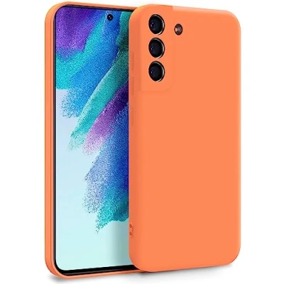Immagine di MyGadget Cover per Samsung Galaxy S21 FE Custodia in Silicone Morbido a Doppio Strato Case con Protezione Fotocamera &amp; Fodera Interna Antigraffio Arancione