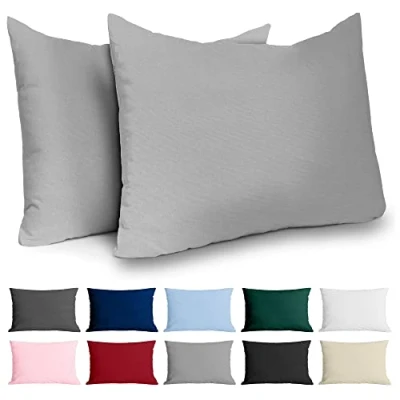 Immagine di Dreamzie Federe 50x70 Cotone Rinforzato (Set da 2) Grigio Chiaro Trama Fitta a 57 Fili/cm² Cuscini cm Cuscino Certificate Oeko Tex