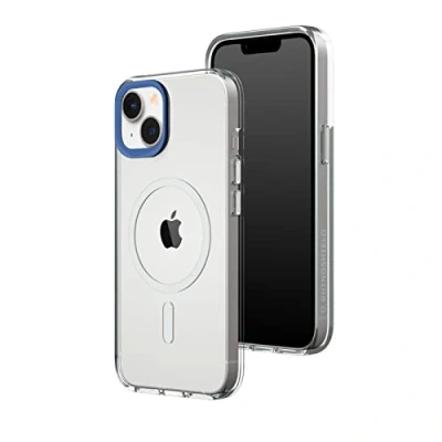 Immagine di RhinoShield Clear Case Compatible with Magsafe for [iPhone 14/13]Superior magnetic,Advanced Yellowing Resistance,Crystal Clear, Protective and Customizable Phone Cobalt Blue Camera Ring
