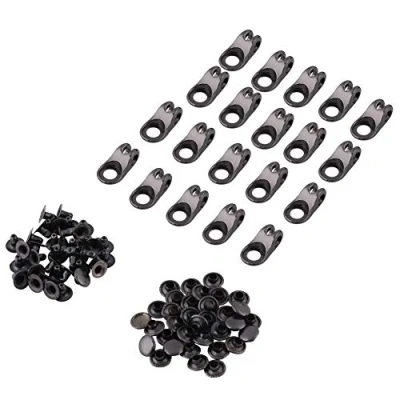 Immagine di Ganci per lacci stivali, 20x stivali Raccordi Fibbie con rivetti Accessori arrampicata riparazione/accampamento/escursione/arrampicata (grigio)