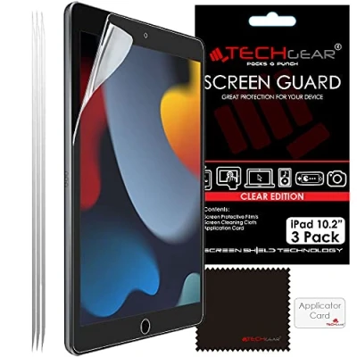 Immagine di TECHGEAR [3 Pezzi] Proteggi Schermo iPad 10,2 2021/2020/2019 (iPad 9 / 8 7) Pellicola Protettiva [Ultra Chiaro] [Senza Bolle] Designata per 7 generazione