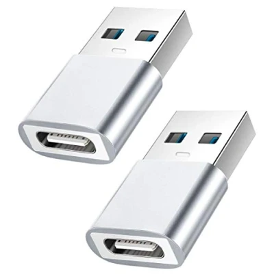 Immagine di adattatore da USB C a maschio, ad alta velocità femmina (tipo C) 3.1 maschio A) ricarica rapida e sincronizzazione dati OTG convertitore confezione 2 (argento)