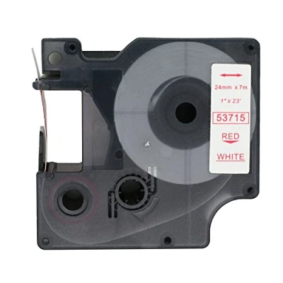 Immagine di BROVACS 1 confezione di nastro adesivo rosso su bianco compatibile per DYMO D1 53715 24 mm 1&quot; OPA2415