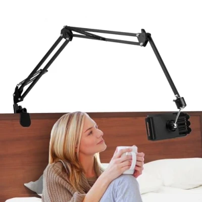 Immagine di JABNOW Supporto per Tablet da Letto Porta con Braccio in Alluminio Stabile, Rotazione a 360Tablet Regolabile Compatibile iPad Mini 4,7 7 pollici, Telefoni e