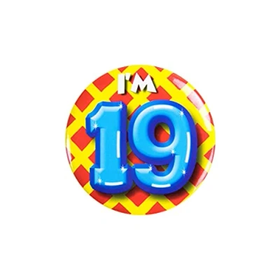 Immagine di PD Party 6014719 Compleanno Distintivo/Spillo Badge Celebrazione Festa I&#039;m 19, Multicolore, 5.5cm Lunghezza x Larghezza 0.5cm Altezza