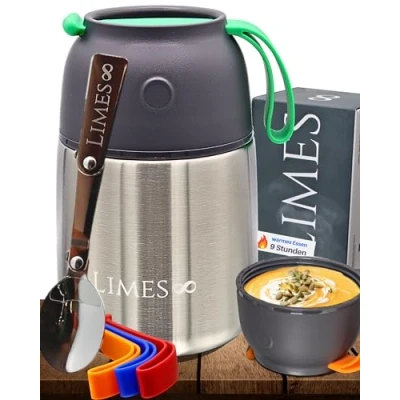 Immagine di Limes 8® Contenitore termico per alimenti 500 ml adatto lavastoviglie in acciaio inox bambini, zuppe,