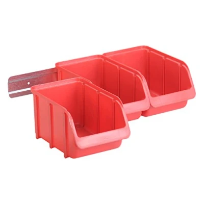 Immagine di Hünersdorff Kit contenitori a bocca di lupo PP con rotaia in metallo 3 misura 3, colore rosso