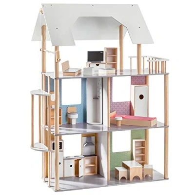 Immagine di howa Casa delle Bambole per Vestire Le Fino a 30 cm, incl. 19 pz. Set di mobili in Legno 70103