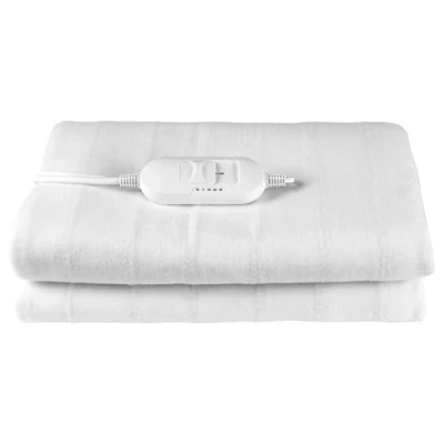 Immagine di Kleeneze KL3754 Sottocoperta riscaldata per letto matrimoniale, lavabile in lavatrice, 3 impostazioni di calore, coperta elettrica tessuto morbido, controller staccabile, design con lacci, 35 W,