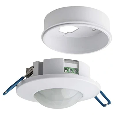 Immagine di SEBSON Rilevatore di Movimento per Luci 220V Interni, Montaggio ad Incasso e Superficie a Soffitto, LED adatto, programmabile, Infrarossi Sensore, 8m / 360
