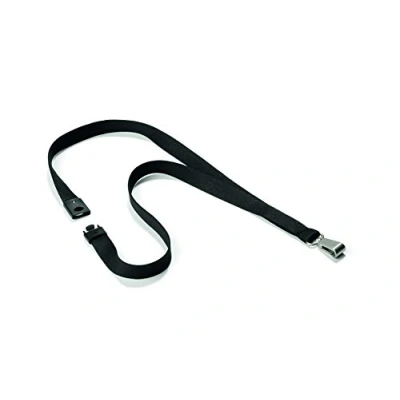 Immagine di Durable 812701 Cordoncino in tessuto soft colour, sgancio di sicurezza anti soffocamento, moschettone metallo, nero, confezione da 10 pezzi