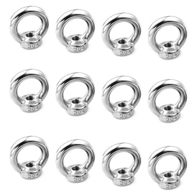 Immagine di dado ad occhio di sollevamento M5 12pcs anello femmina in acciaio inox filettato a forma hardware per raccordo corda, accessori sollevamento, argento