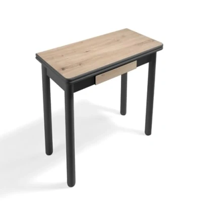Immagine di MOMMA HOME tavolo da cucina estensibile pranzo allungabile, pieghevole, moderno estensibile, colore rovere rustico//nero, modello pompei, misure