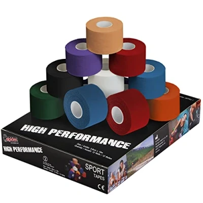 Immagine di ALPIDEX 12 x Sport Tape 3,8 cm 10 Nastro Adesivo Molti Colori 100% Cotone Non Elastico, Colore:Misto