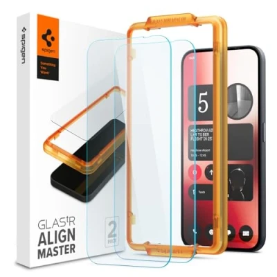 Immagine di Spigen AlignMaster Vetro Temperato Compatibile con Nothing Phone (2a) Plus, (2a), 2 Pezzi, Installazione Semplice Cornice di Allineamento, Cristallino, Durezza 9H Pellicola prottetiva