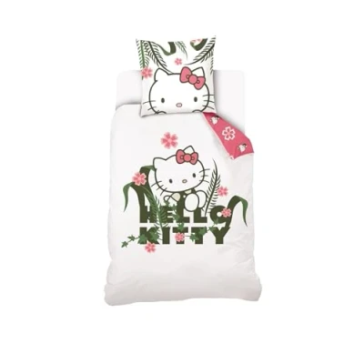 Immagine di SAHINLER créateur d&#039;univers Hello Kitty Copripiumino 140 x 200 cm + 1 federa 63 cm, 100% cotone, colore: bianco