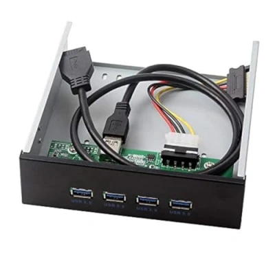 Immagine di Cablecc Pannello frontale Hub USB 3.0 con 4 porte, cavo connettore a 20 pin per scheda madre, scomparto CD ROM da 5,25&quot;