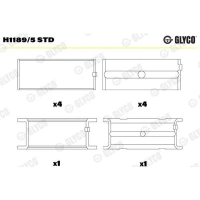 Immagine di GLYCO H1189/5 STD Cuscinetto albero a gomito Lega d&#039;alluminio su base in acciaio