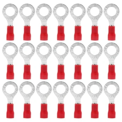 Immagine di Hocansen 100 Pezzi Terminale Connettori ad Anello M6 Ring Crimp Elettrici a Occhiello Crimpatrice Set per Fili (PR6/Red)