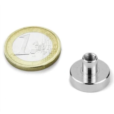 Immagine di 5 x Magnete al neodimio Ø 16 mm con filettatura interna M4 tiene 9,5 kg pezzi