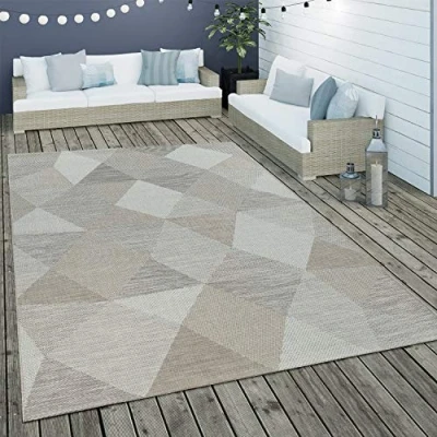 Immagine di Paco Home Tappeto per Interni ed Esterni in Tessuto Piatto e Design a Rombi con Motivo Geometrico Lilla, Dimensione:120x170 cm