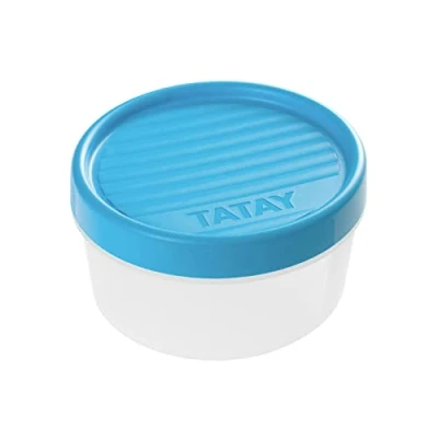 Immagine di Tatay Scatola portaoggetti con chiusura a vite rotonda, in Plastica, 0,5 litri, 12 x 7 cm, blu, 0.5L